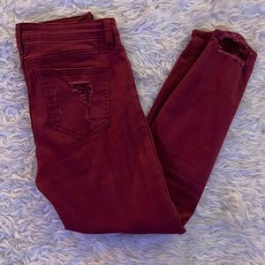 Cello Brick Red Distressed Skinny Jeans Sz 7